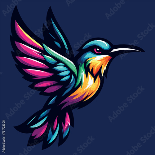 Vector hummingbird logo mascot illustration design, Generative Ai