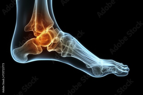An X-Ray Illustration Highlighting Inflammation in the Ankle Joints, Generative AI