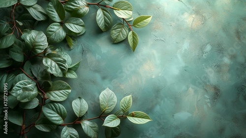 Obraz na płótnie Dark leaves on a vintage green background w salonie