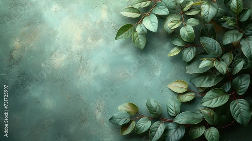 Obraz na płótnie Dark leaves on a vintage green background w salonie