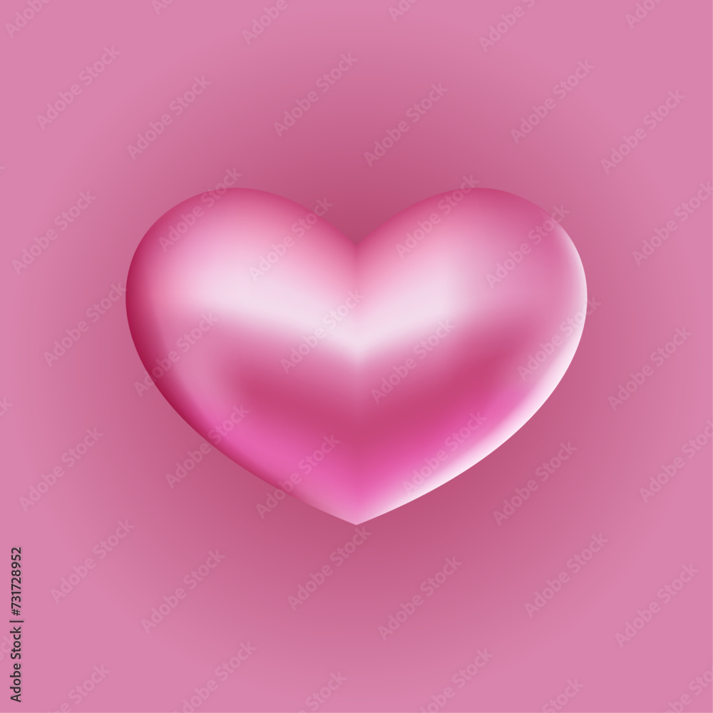 Perfect 3D pink heart vector isolated. Vector illustration
