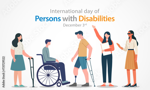 International Day of Persons with Disabilities (IDPD) is celebrated every year on 3 December. to raise awareness of the situation of disabled persons in all aspects of life. Vector illustration.