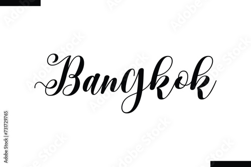 Bangkok brush vector lettering. Modern slogan handwritten vector
 calligraphy. Black paint lettering isolated 
on white background. Optimist phrase, wise saying, inspirational quote