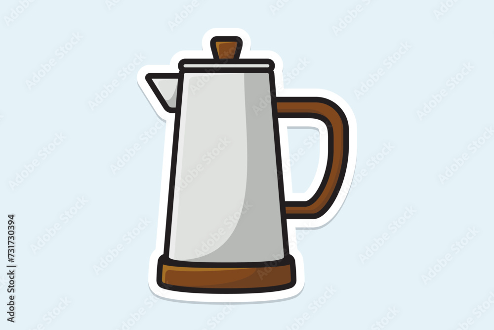 Simple Style White Kettle sticker design vector illustration. Kitchen interior object icon concept. Kitchen Teapot with closed lid sticker design with shadow. Restaurant kettle icon logo.
Simple Style White Kettle sticker design vector illustration. Kitchen interior object icon concept. Kitchen Teapot with closed lid sticker design with shadow. Restaurant kettle icon logo.