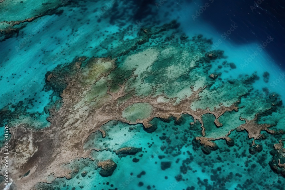 AI generated illustration of the shoreline of the blue ocean - aerial AI generated illustration of the shoreline of the blue ocean - aerial