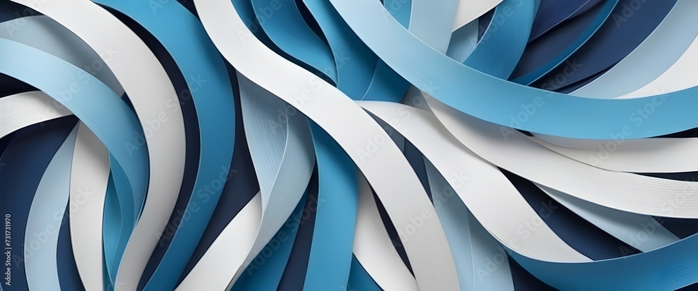 custom made wallpaper toronto digitalAbstract digital painting of blue curves, AI illustration extra wide banner.