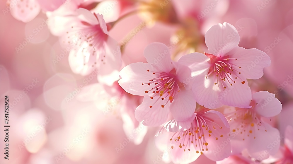 Beautiful flowering Japanese cherry - Sakura. Background with flowers on a spring day. : Generative AI