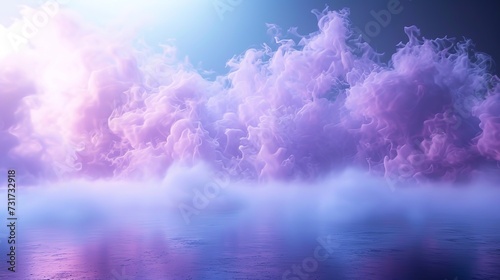 A beautiful abstract modern light lilac backdrop for a product presentation with a smooth floor and trailing smoke