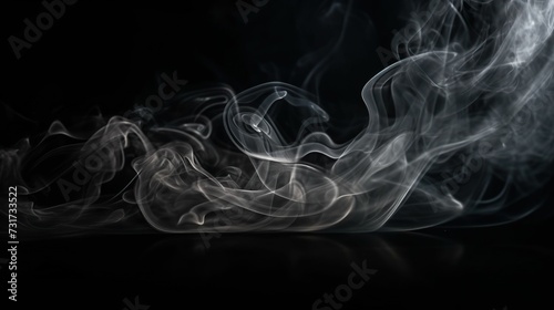 Ai generated illustration of smoke creating beautiful curves on a black background