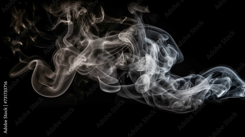 Fototapeta premium Ai generated illustration of smoke creating beautiful curves on a black background