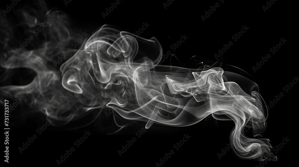 Ai generated illustration of smoke creating beautiful curves on a black background Ai generated illustration of smoke creating beautiful curves on a black background