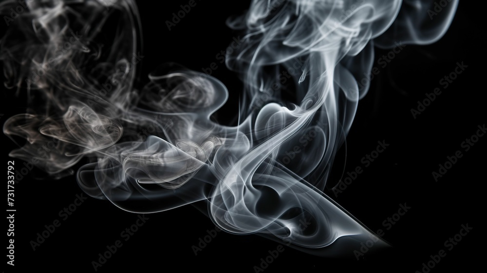 Ai generated illustration of smoke creating beautiful curves on a black background Ai generated illustration of smoke creating beautiful curves on a black background