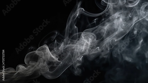 Ai generated illustration of smoke creating beautiful curves on a black background