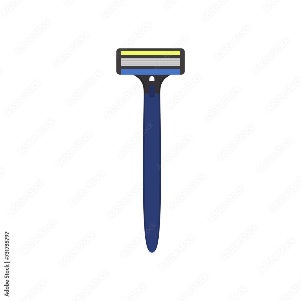 Safety razor flat design vector illustration. Cartoon isolated metal shaver with sharp blade to shave and care male and female skin in bathroom, grooming tool for beard, zero waste reusable razor Safety razor flat design vector illustration. Cartoon isolated metal shaver with sharp blade to shave and care male and female skin in bathroom, grooming tool for beard, zero waste reusable razor