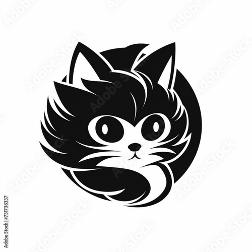 AI generated illustration of a cat sketch in grayscale