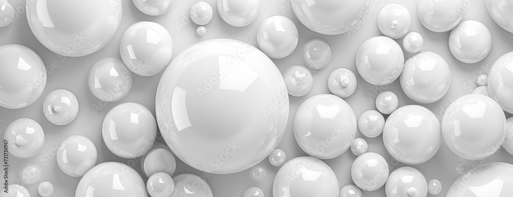 Abstract geometric background with glossy white spheres, neutral presentation backdrop. 3D Render illustration of White Spheres. Abstract geometric background with glossy white spheres, neutral presentation backdrop. 3D Render illustration of White Spheres.