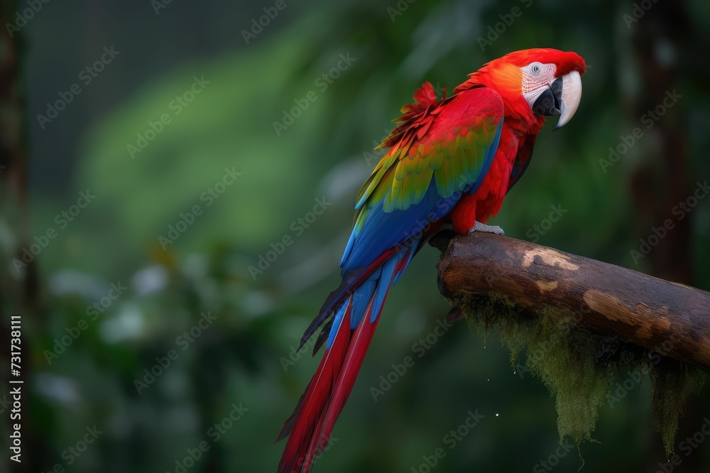 Obraz premium AI generated colorful parrot perched atop a branch of a tree