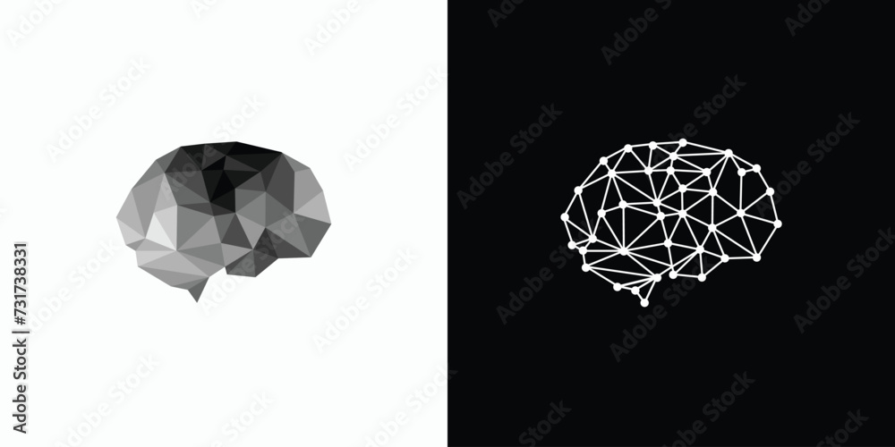 Vector logo design illustration of abstract polygonal brain shape ...