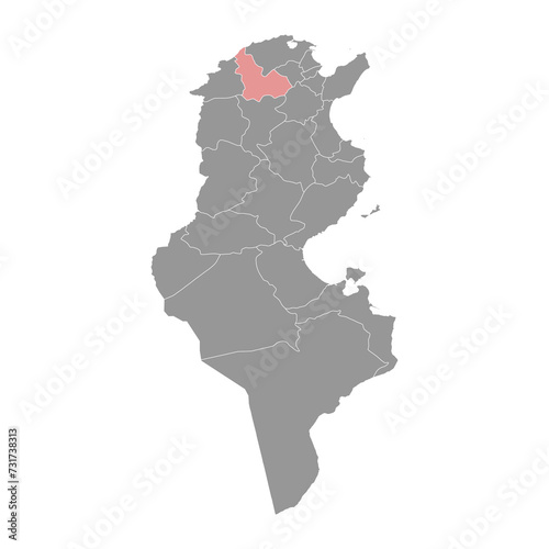 Beja Governorate map, administrative division of Tunisia. Vector illustration. photo