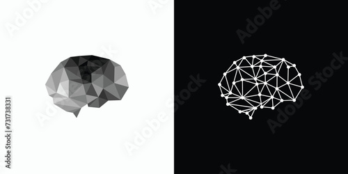 Vector logo design illustration of abstract polygonal brain shape variations. photo