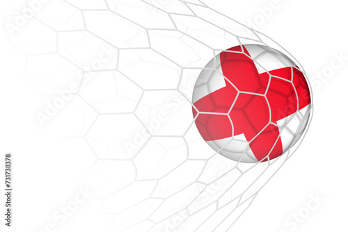England flag soccer ball in net.