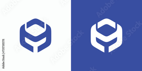 Letter M Y initials vector logo design in abstract hexagon shape.