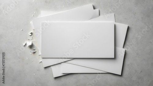 White sheet of paper for filling on a light gray background. Layout for a note