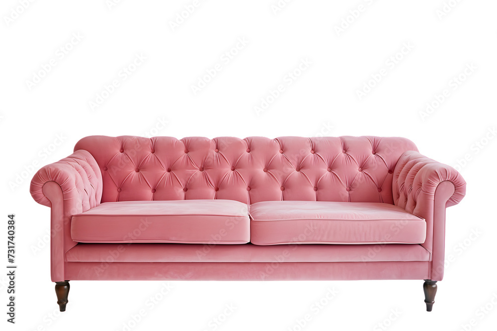 Fototapeta premium Stylish pink sofa isolated on transparent background
