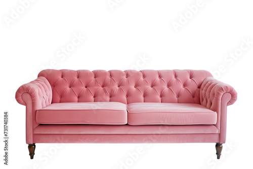 Stylish pink sofa isolated on transparent  background © Oksana