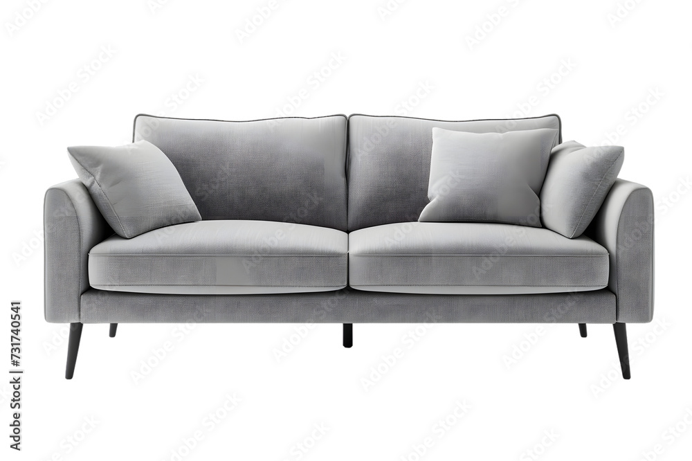 Stylish grey sofa isolated on transparent background Stylish grey sofa isolated on transparent background