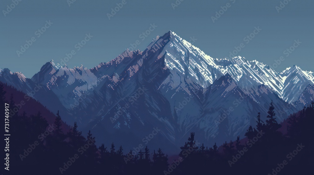 Fototapeta premium pixels and dots contrast of mountain landscape