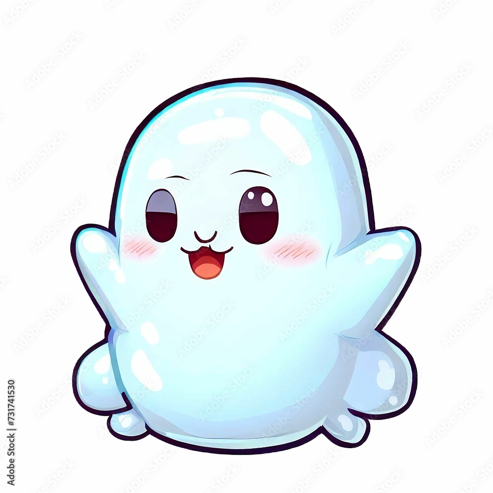 AI generated cartoon ghost against white background AI generated cartoon ghost against white background