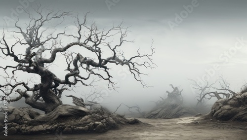 Dead trees on a barren land