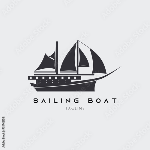 sailing ship logo vector illustration design