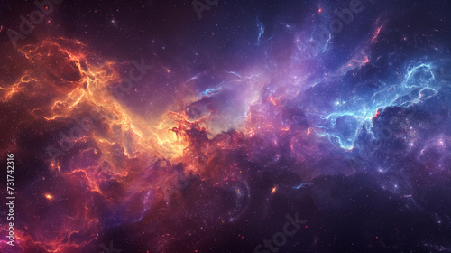 inspiring depiction of a cosmic tapestry, vast and vivid nebulae, galaxies, seamlessly, painting the canvas of the universe with a vibrant palette of celestial hues, cosmic wonder and exploration photo