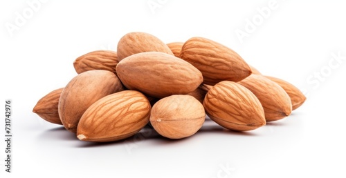 A pile of almond on white background