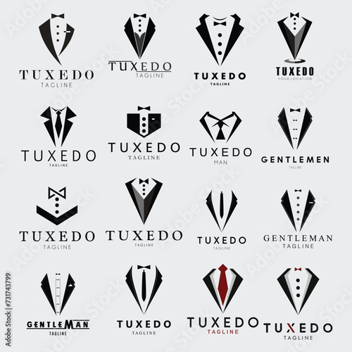 collection of tuxedo logo vector illustration design