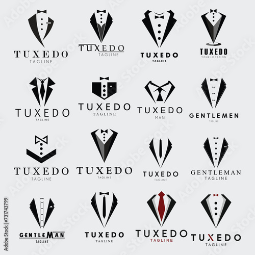 collection of tuxedo logo vector illustration design