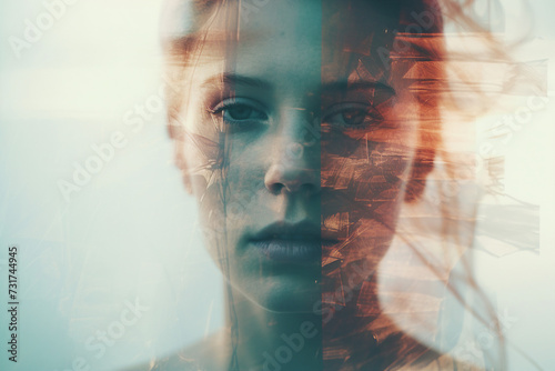 Mental health disorder conceptual Generative AI technology portrait picture people have psychic problems photo