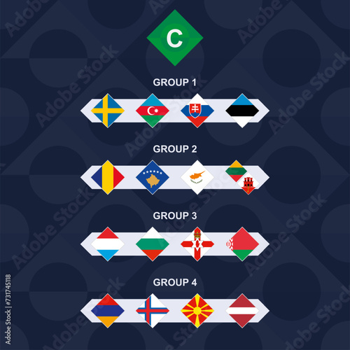 League C Flags of the European Football Competition.