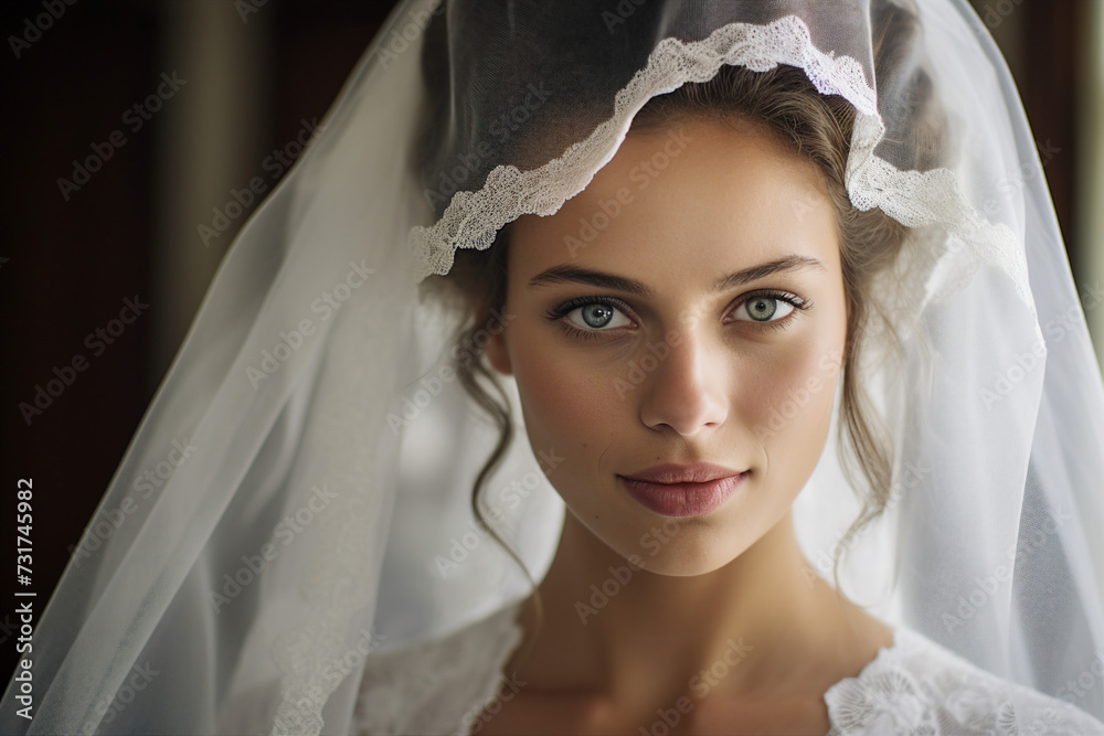 Generative ai collage portrait of happy stunning gorgeous bride lady in white perfect wedding dress Generative ai collage portrait of happy stunning gorgeous bride lady in white perfect wedding dress