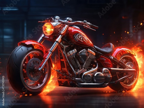 Flaming Legacy: Classic Chopper Motorbike Redefines Power and Style