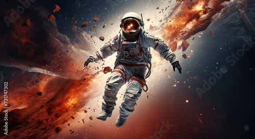 an astronaut explores a planet