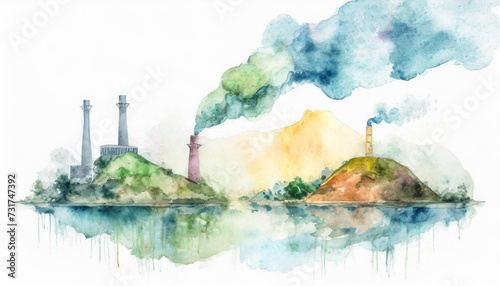 Pollution Concept Watercolor Style