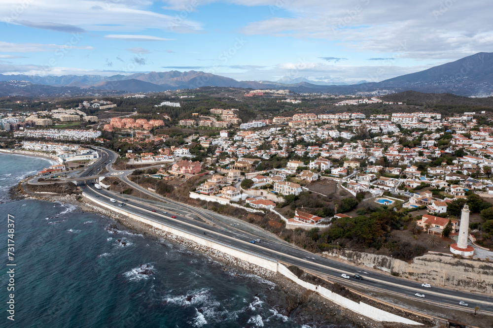 Fototapeta premium playa de punta de calaburras en la cala de Mijas provincia de Málaga, Andalucía