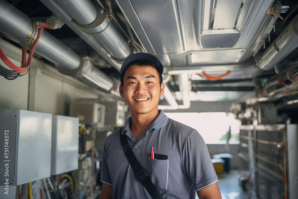 Ai generated portrait of a male engineer working in a factory Ai generated portrait of a male engineer working in a factory