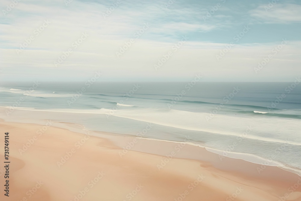 AI generated illustration of a scenic beach with golden sand
