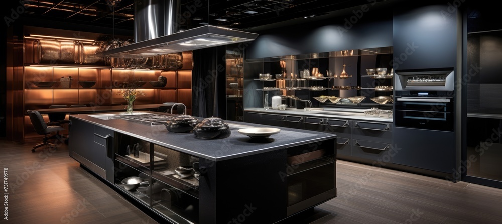 Modern metallic kitchen with smart appliances Modern metallic kitchen with smart appliances