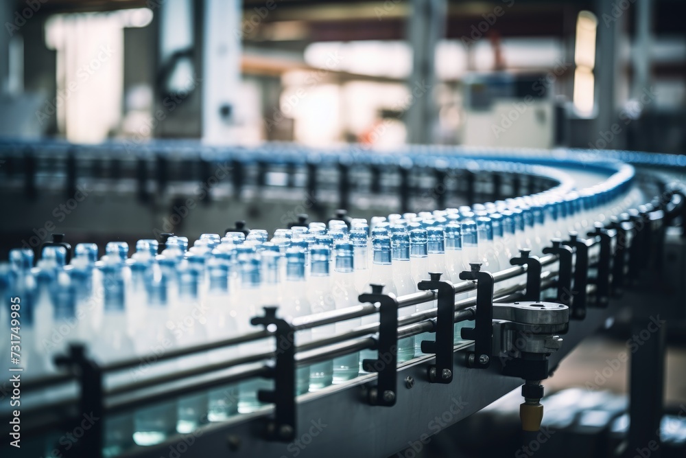 Process of beverage manufacturing on a conveyor belt at a factory. Process of beverage manufacturing on a conveyor belt at a factory.