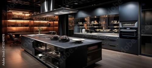 Modern metallic kitchen with smart appliances